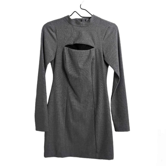 Zara Gray Houndstooth Mini Dress with cut out - Picture 6 of 7